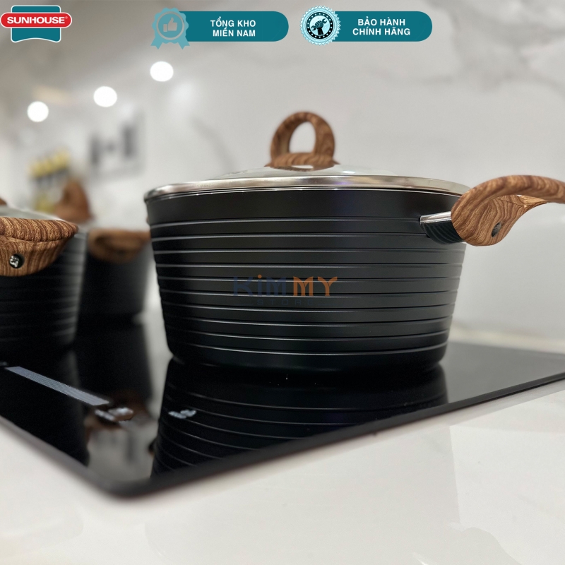 Bộ 3 nồi phủ Ceramic đáy từ Sunhouse SHG2003-MCA